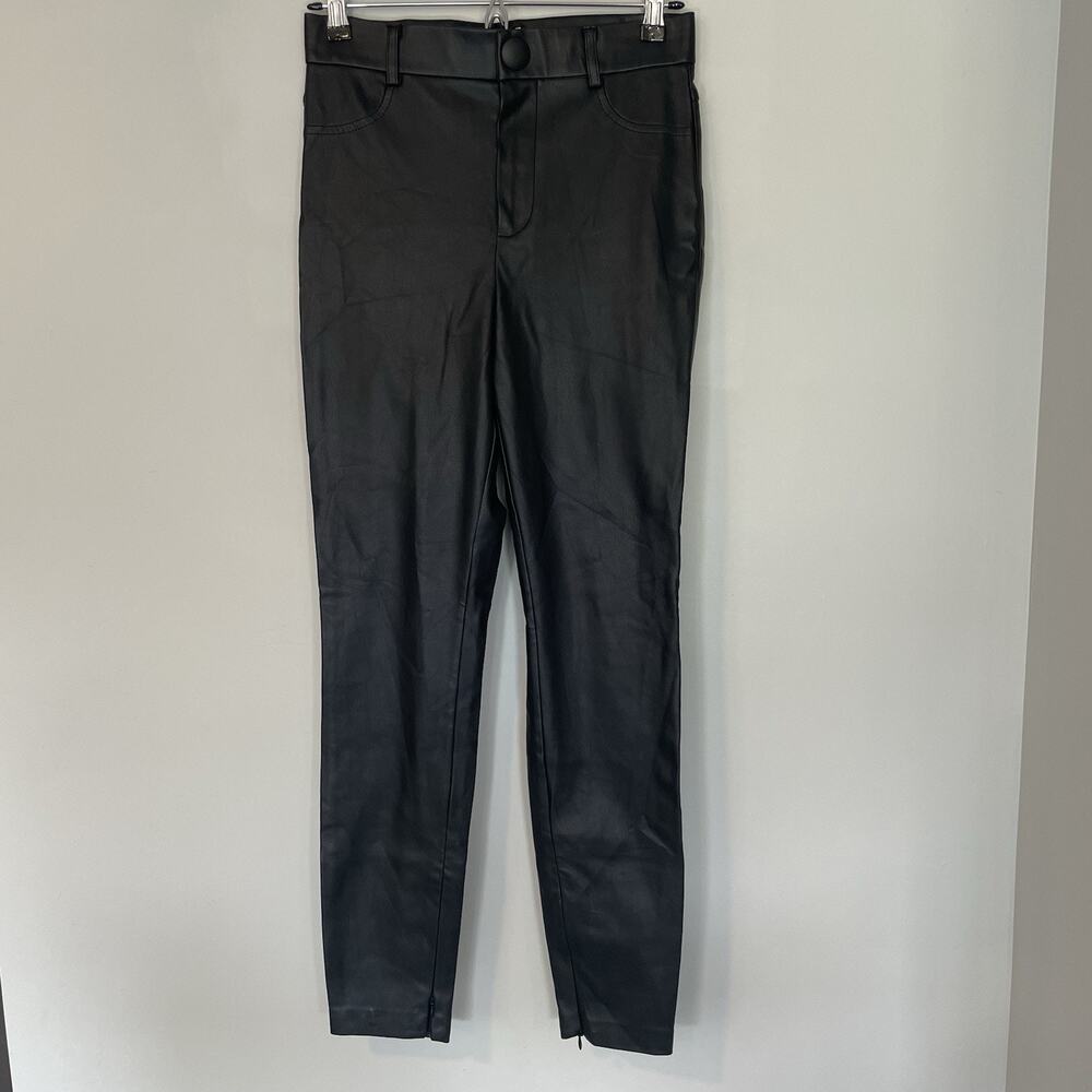 ZARA Trafaluc Black Faux Leather Zip Ankle Faux Pocket Pant Womens Sz Medium
